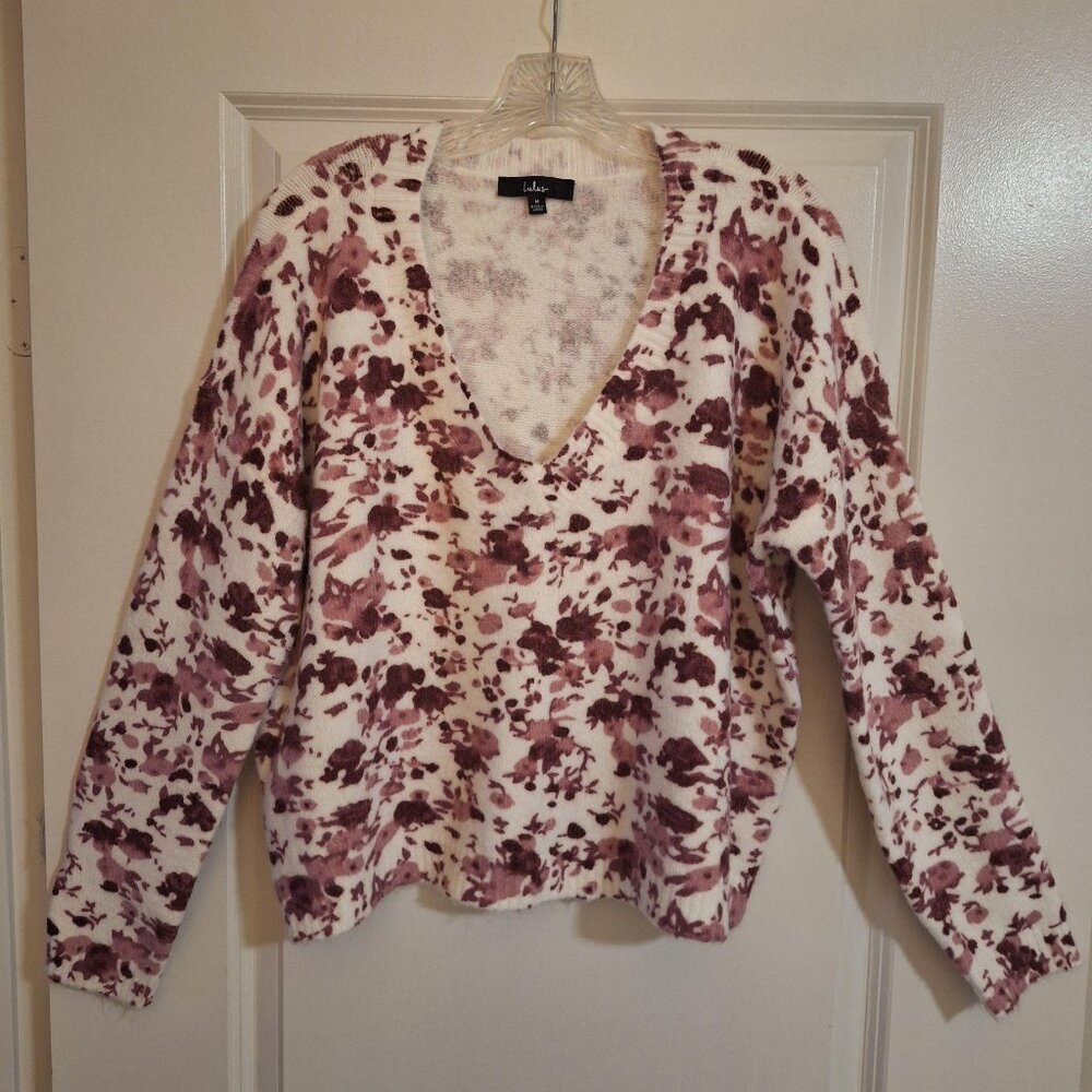Lulus Floral Vneck Sweater